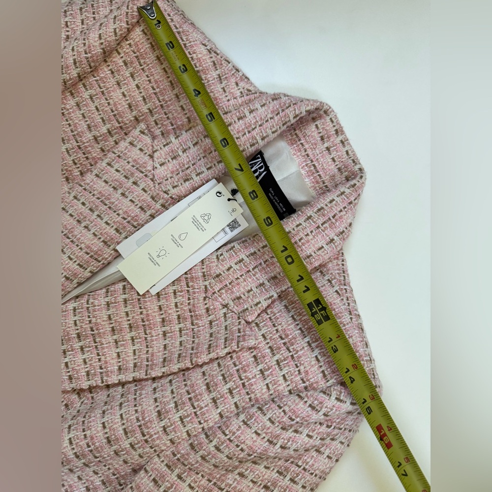 Zara Blush Pink Tweed Blazer Sz L (NWT) - $39 - Picture 9 of 11